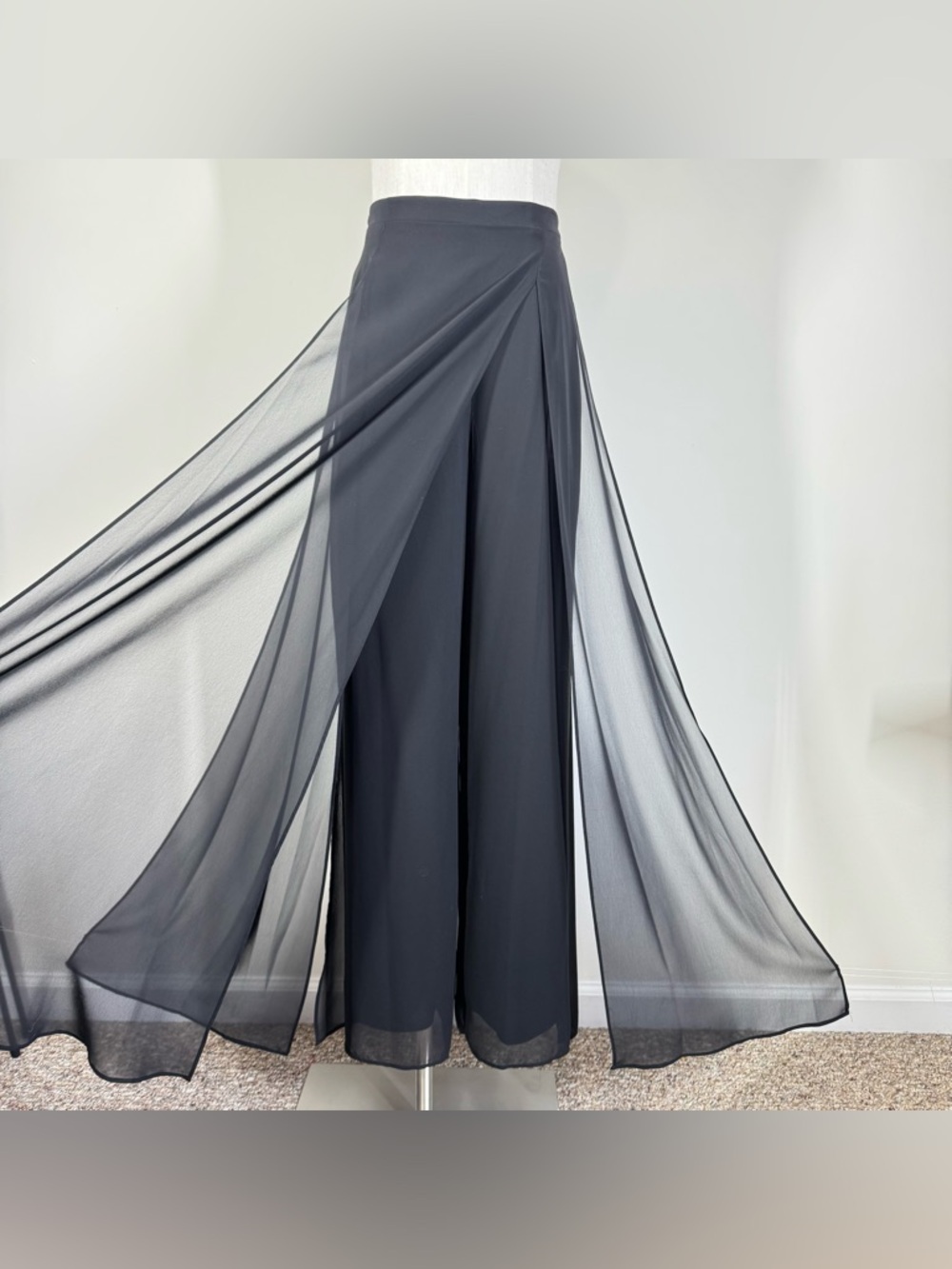 Vintage Chiffon Skirted Split Panel Trouser Pant Size 10 Flowy Lagenlook Artsy